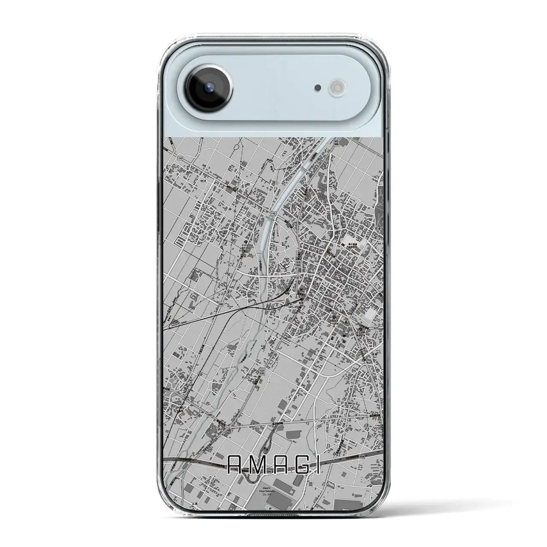 【甘木（福岡県）】地図柄iPhoneケース（クリアタイプ）モノトーン・iPhone 17 Pro Max 用