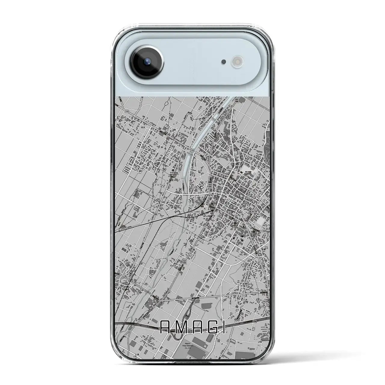 【甘木（福岡県）】地図柄iPhoneケース（クリアタイプ）モノトーン・iPhone 17 Pro Max 用