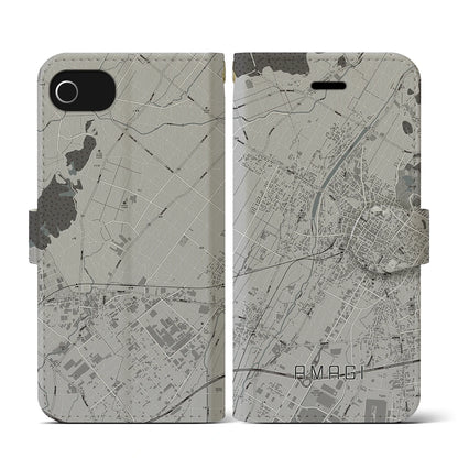 【甘木（福岡県）】地図柄iPhoneケース（手帳タイプ）モノトーン・iPhone SE（第3 / 第2世代） / 8 / 7 / 6s / 6 用