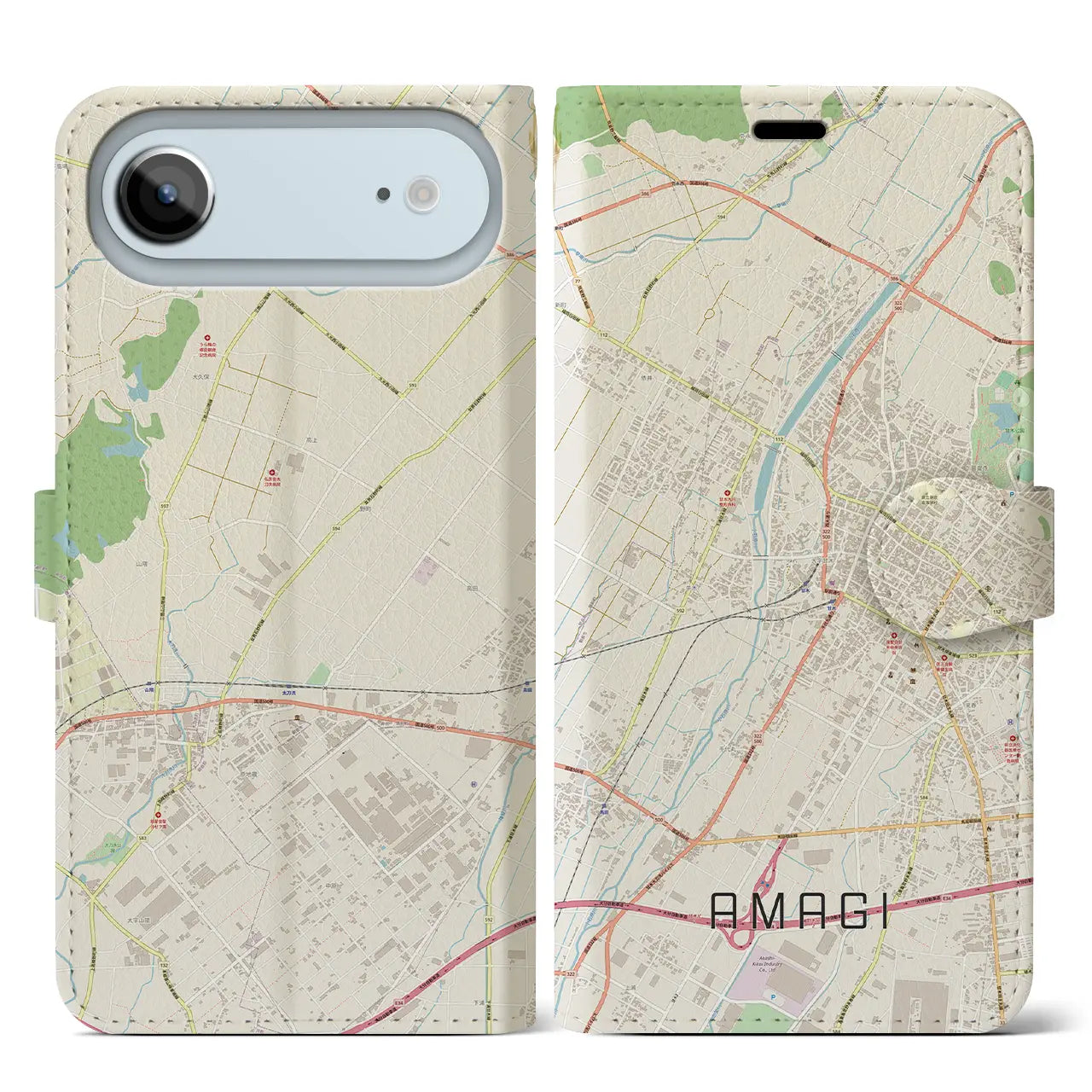 【甘木（福岡県）】地図柄iPhoneケース（手帳タイプ）