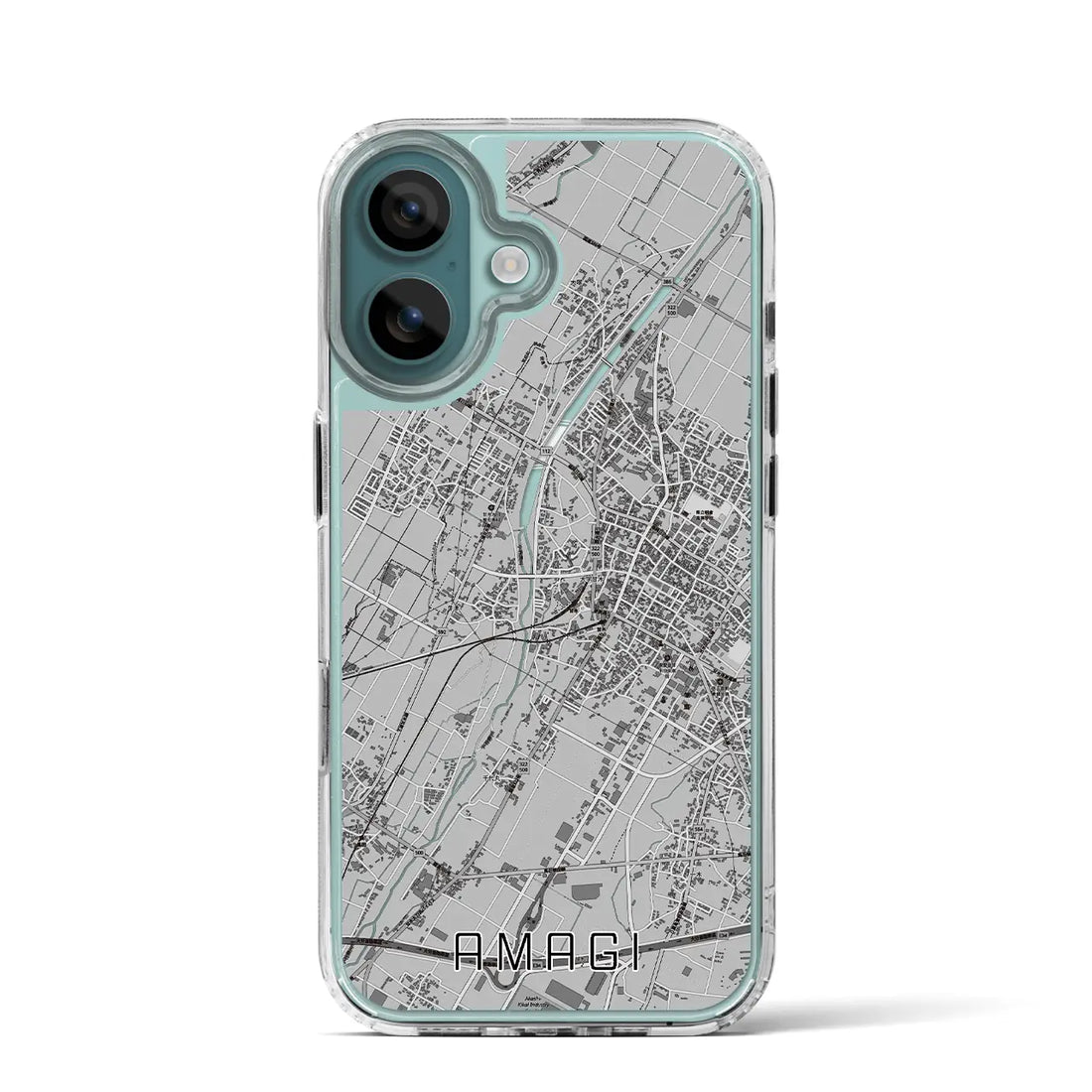【甘木（福岡県）】地図柄iPhoneケース（MagSafeタイプ）モノトーン・iPhone 16 Pro 用