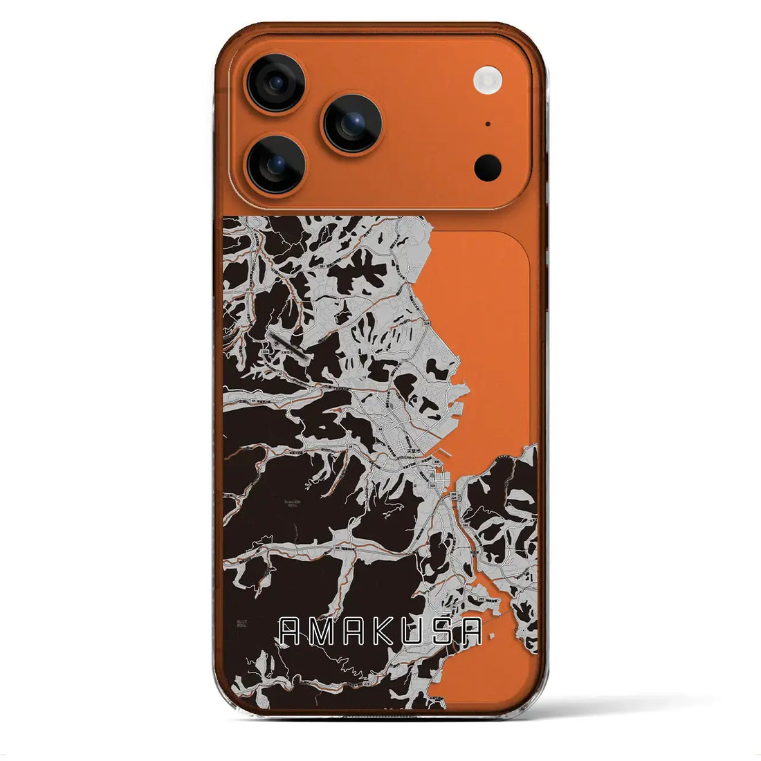 【天草(熊本県)】地図柄iPhoneケース(クリアタイプ)モノトーン・iPhone 17 Pro Max 用