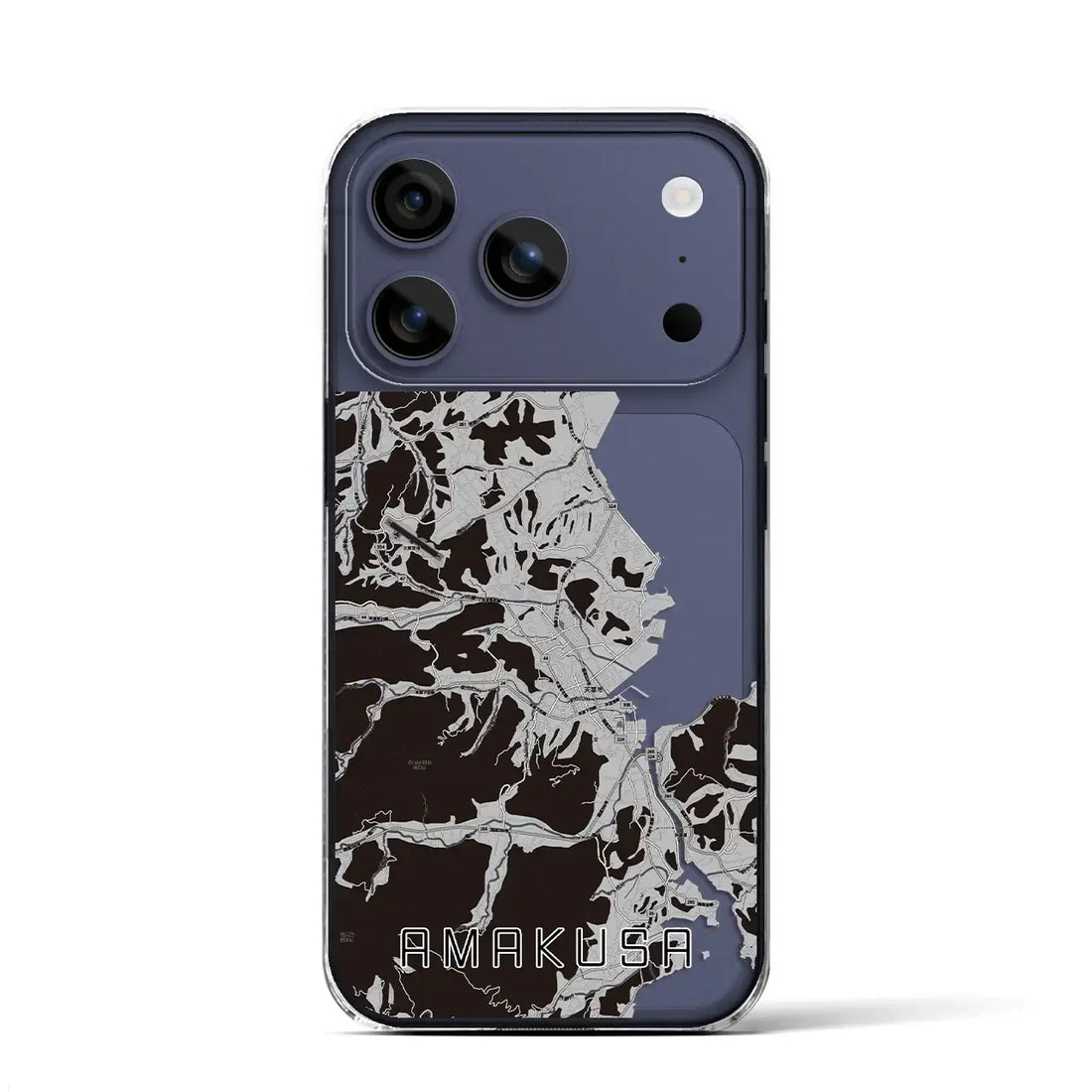 【天草（熊本県）】地図柄iPhoneケース（クリアタイプ）モノトーン・iPhone 17 Pro Max 用