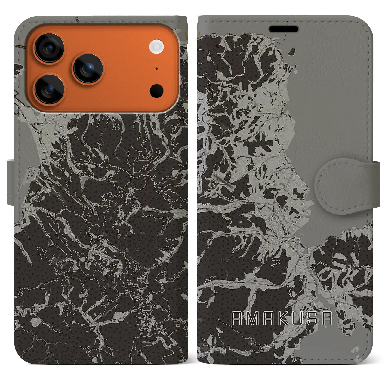 【天草（熊本県）】地図柄iPhoneケース（手帳タイプ）