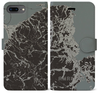 【天草（熊本県）】地図柄iPhoneケース（手帳タイプ）モノトーン・iPhone 8Plus /7Plus / 6sPlus / 6Plus 用