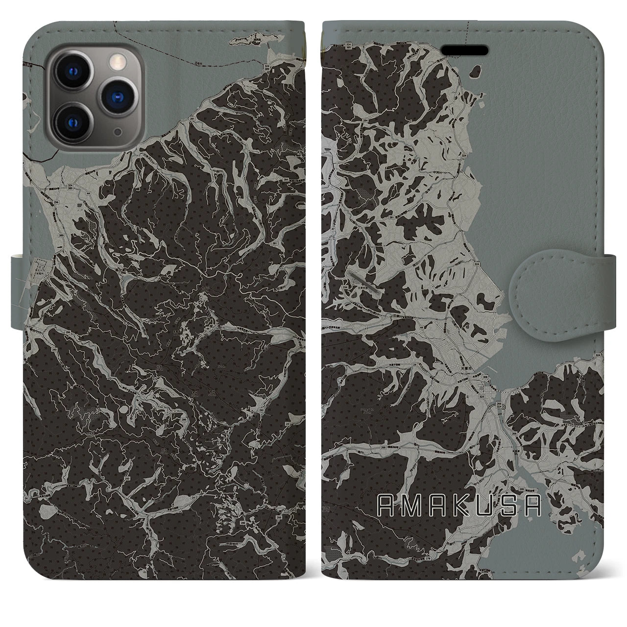 【天草（熊本県）】地図柄iPhoneケース（手帳タイプ）