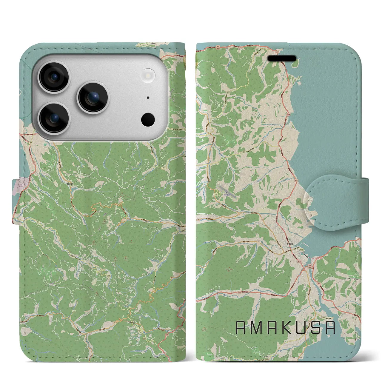 【天草（熊本県）】地図柄iPhoneケース（手帳タイプ）