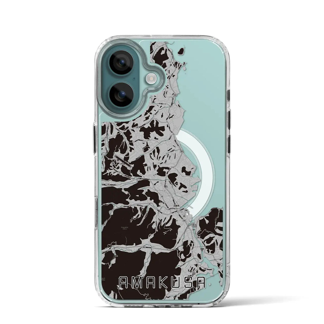 【天草（熊本県）】地図柄iPhoneケース（MagSafeタイプ）モノトーン・iPhone 16 Pro 用