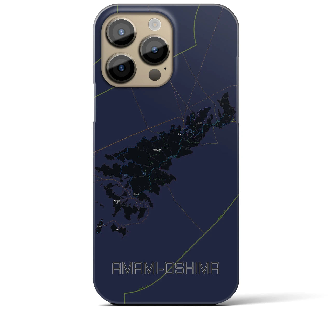 【奄美大島（鹿児島県）】地図柄iPhoneケース（バックカバータイプ）