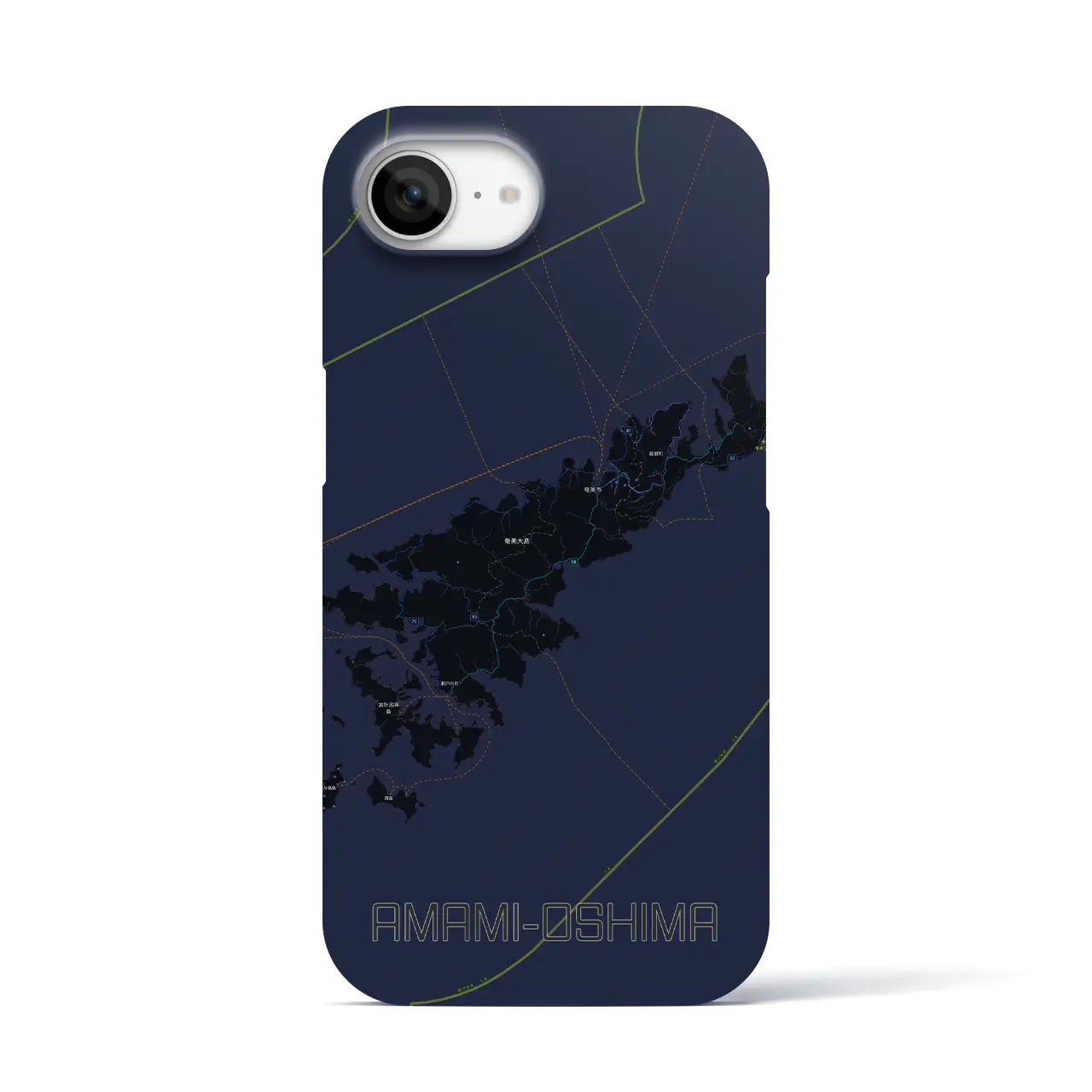 【奄美大島（鹿児島県）】地図柄iPhoneケース（バックカバータイプ）