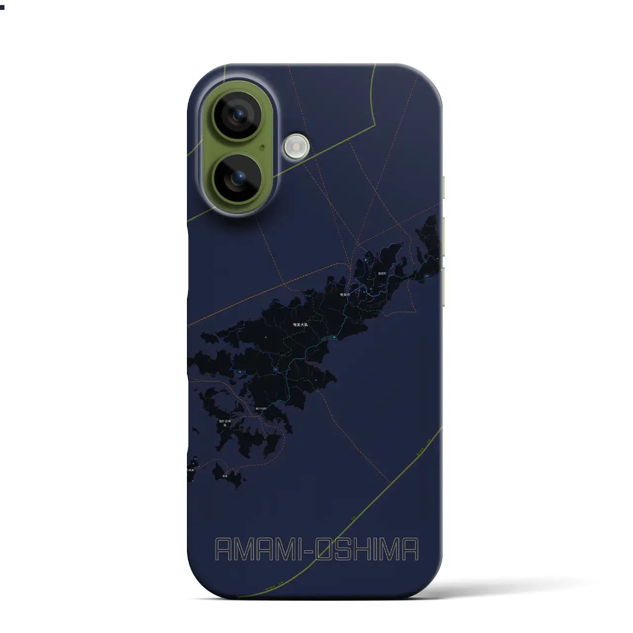 【奄美大島（鹿児島県）】地図柄iPhoneケース（バックカバータイプ）