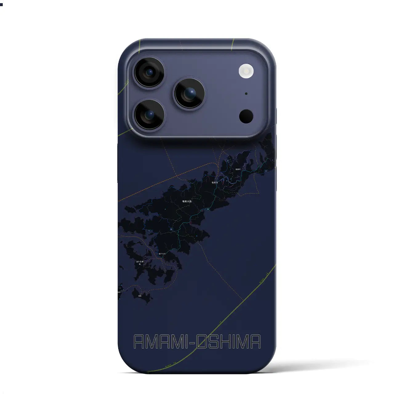 【奄美大島（鹿児島県）】地図柄iPhoneケース（バックカバータイプ）