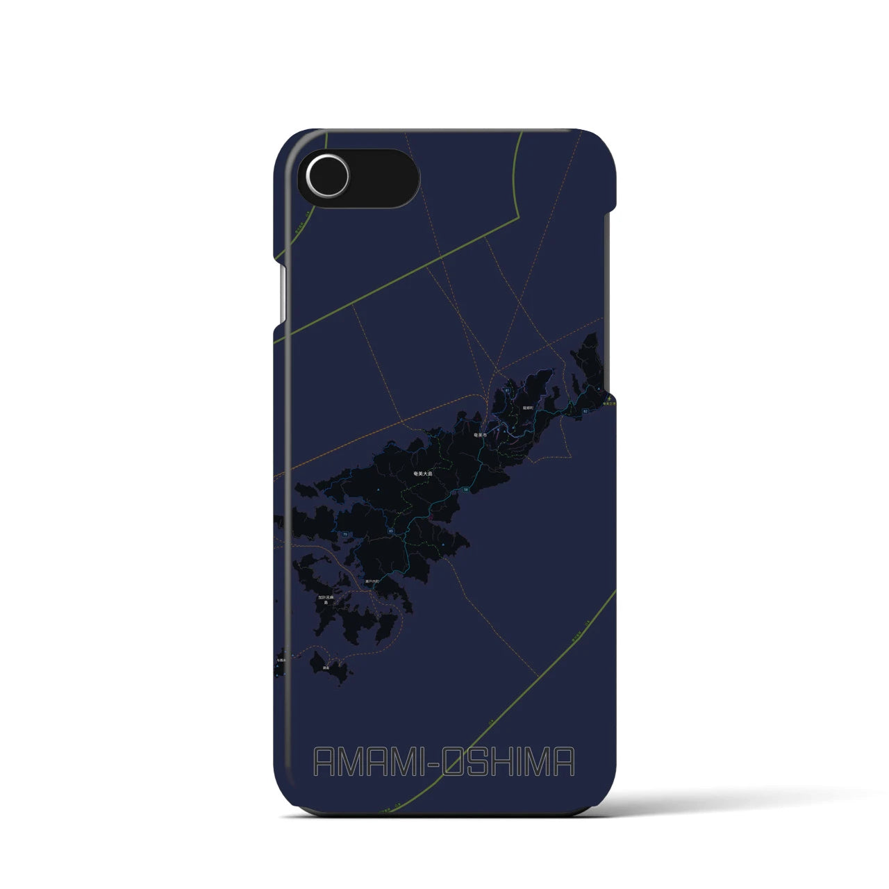 【奄美大島（鹿児島県）】地図柄iPhoneケース（バックカバータイプ）