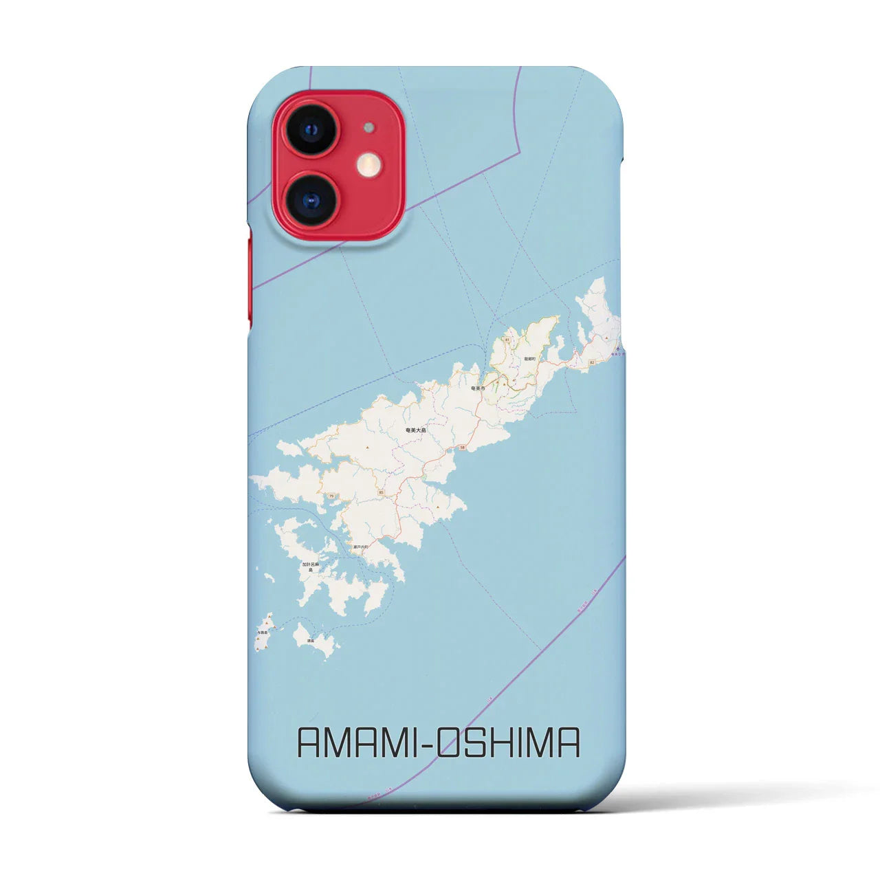 【奄美大島（鹿児島県）】地図柄iPhoneケース（バックカバータイプ）