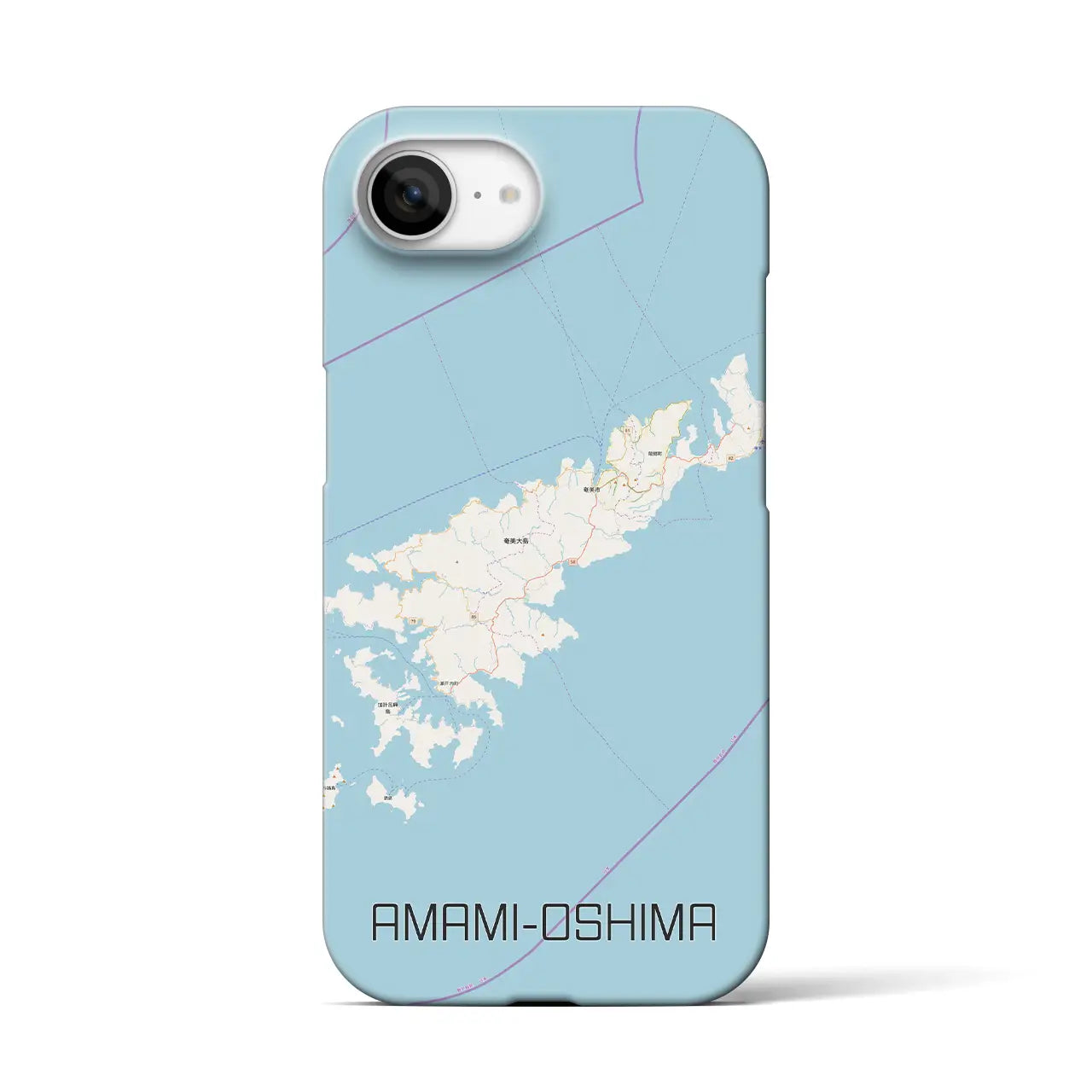 【奄美大島（鹿児島県）】地図柄iPhoneケース（バックカバータイプ）