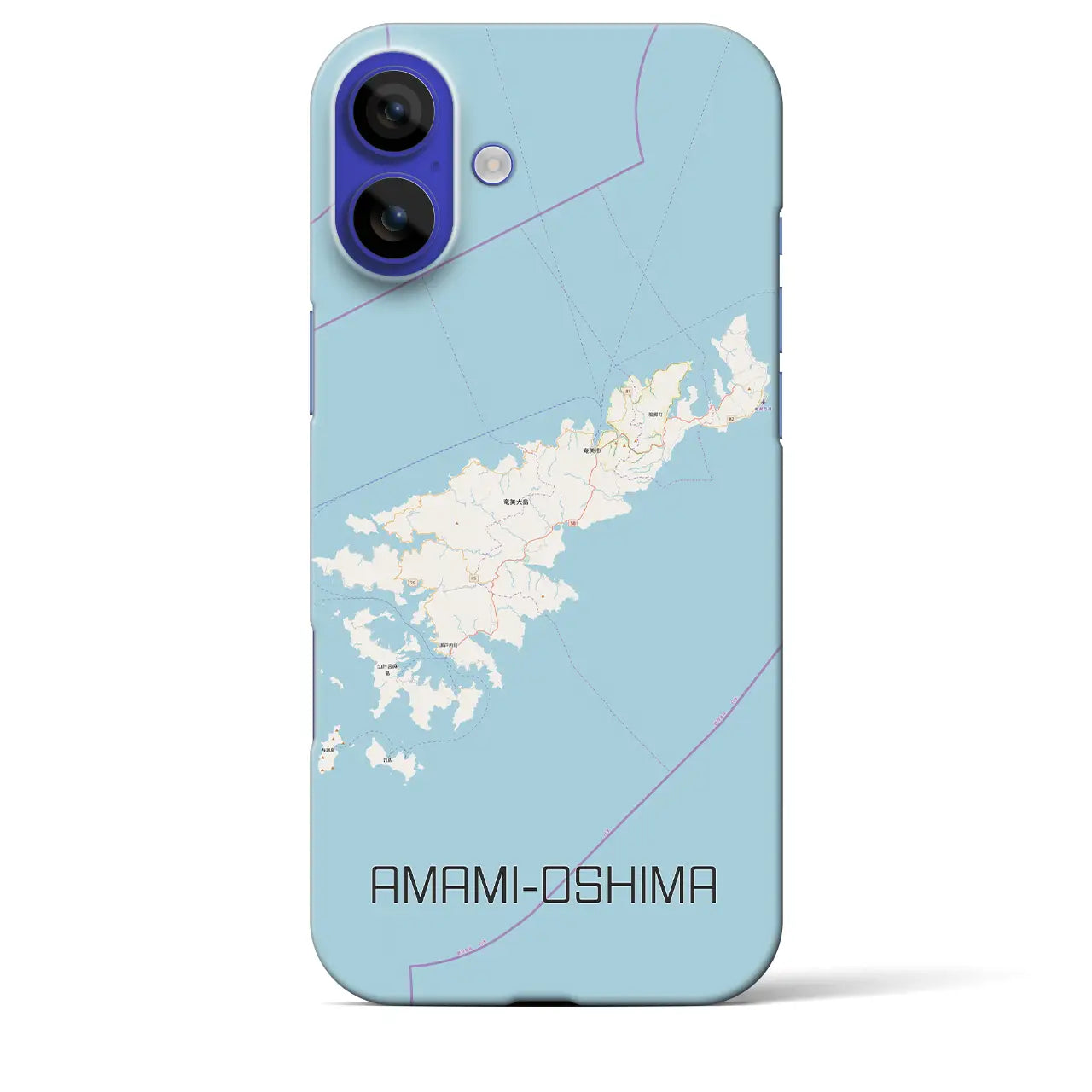 【奄美大島（鹿児島県）】地図柄iPhoneケース（バックカバータイプ）ブラック・iPhone 16 Pro Max 用