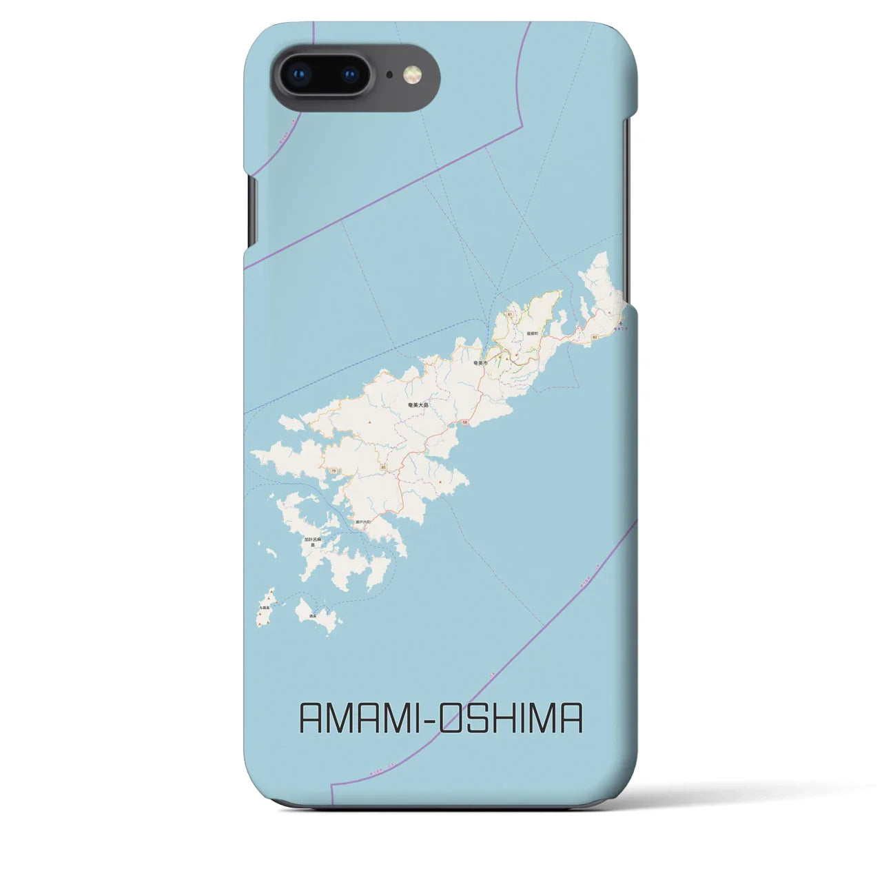 【奄美大島（鹿児島県）】地図柄iPhoneケース（バックカバータイプ）