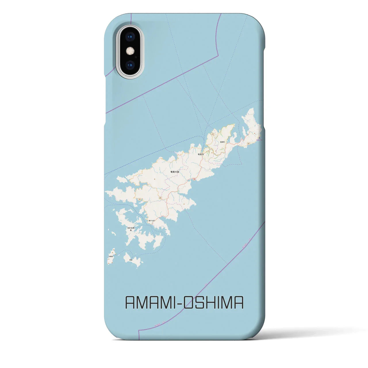 【奄美大島（鹿児島県）】地図柄iPhoneケース（バックカバータイプ）