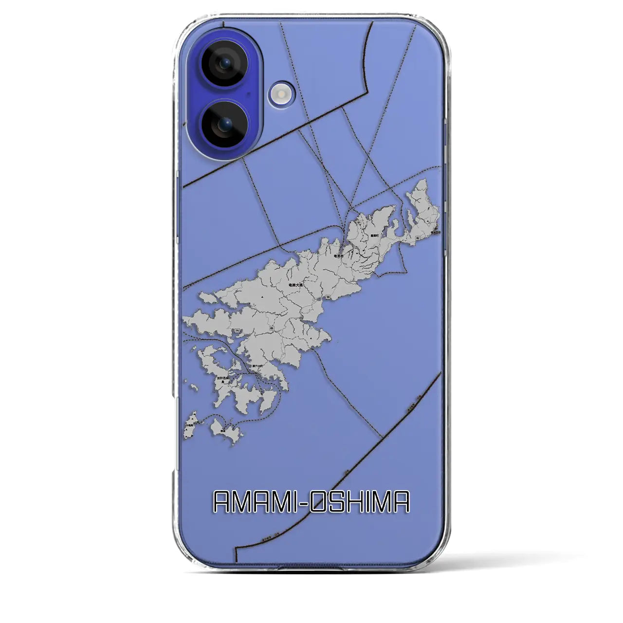 【奄美大島（鹿児島県）】地図柄iPhoneケース（クリアタイプ）モノトーン・iPhone 16 Pro Max 用