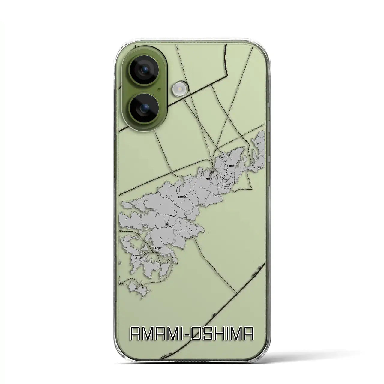 【奄美大島（鹿児島県）】地図柄iPhoneケース（クリアタイプ）