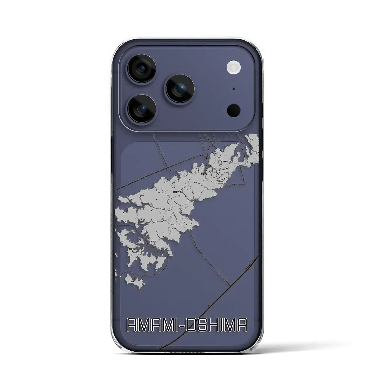 【奄美大島（鹿児島県）】地図柄iPhoneケース（クリアタイプ）モノトーン・iPhone 17 Pro Max 用