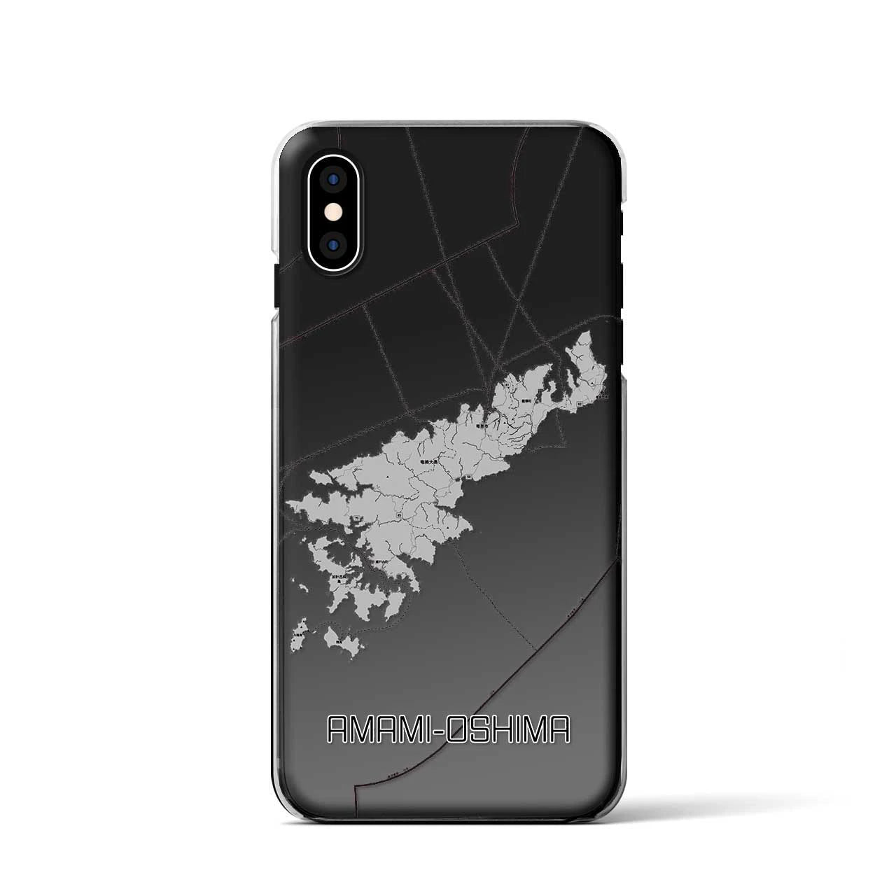 【奄美大島（鹿児島県）】地図柄iPhoneケース（クリアタイプ）モノトーン・iPhone XS / X 用