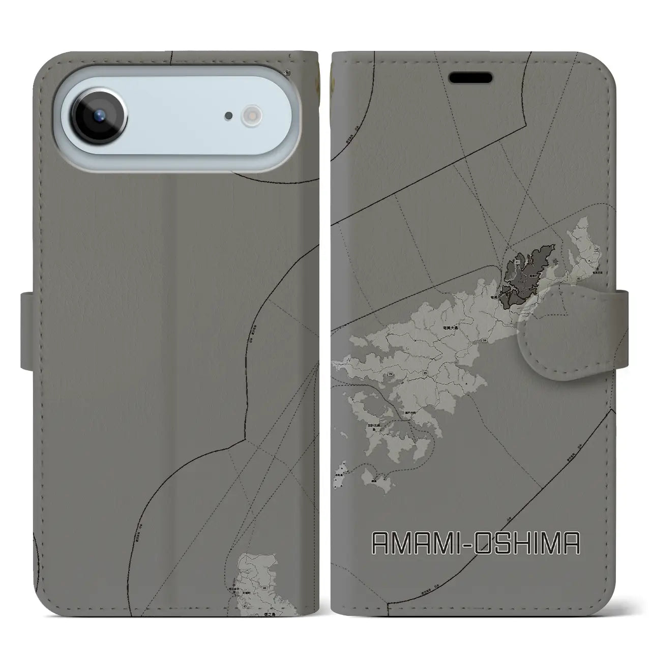 【奄美大島（鹿児島県）】地図柄iPhoneケース（手帳タイプ）