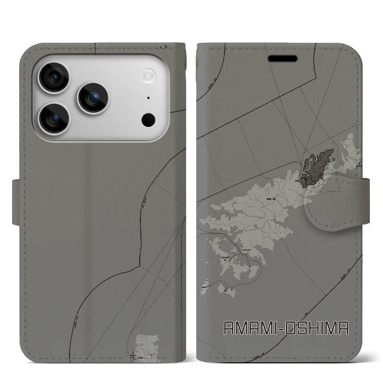 【奄美大島（鹿児島県）】地図柄iPhoneケース（手帳タイプ）