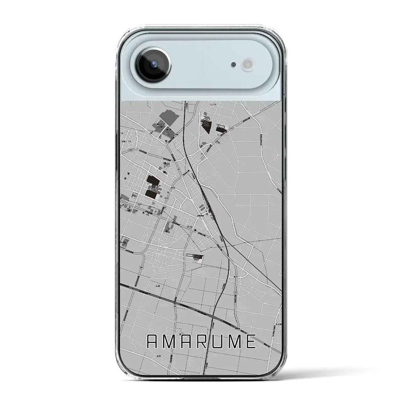 【余目（山形県）】地図柄iPhoneケース（クリアタイプ）モノトーン・iPhone 17 Pro Max 用