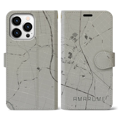 【余目（山形県）】地図柄iPhoneケース（手帳タイプ）モノトーン・iPhone 13 Pro 用