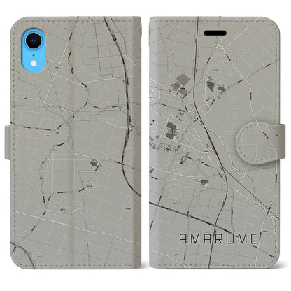 【余目（山形県）】地図柄iPhoneケース（手帳タイプ）モノトーン・iPhone XR 用