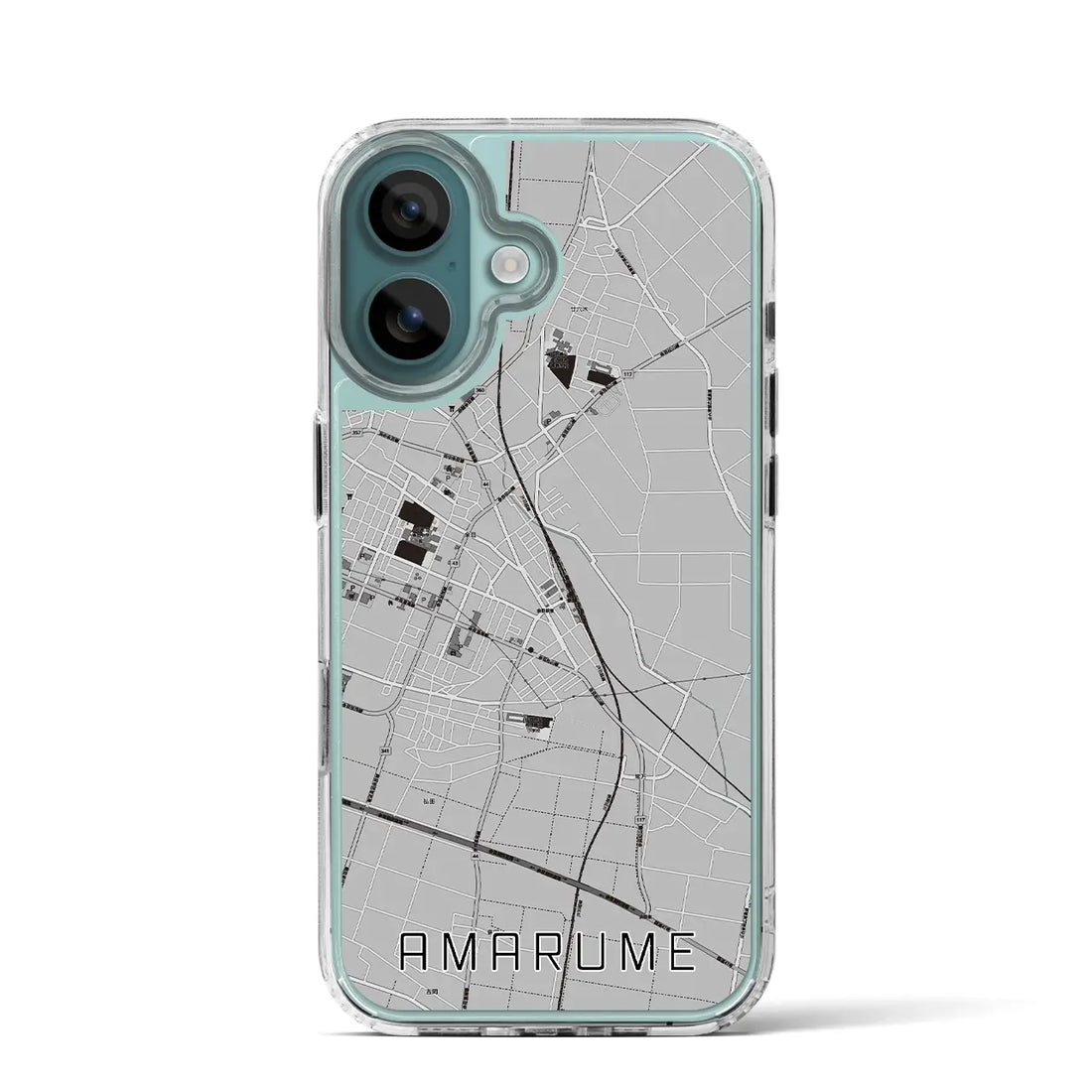 【余目（山形県）】地図柄iPhoneケース（MagSafeタイプ）モノトーン・iPhone 16 Pro 用