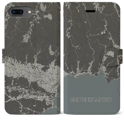 【天津小湊（千葉県）】地図柄iPhoneケース（手帳タイプ）モノトーン・iPhone 8Plus /7Plus / 6sPlus / 6Plus 用