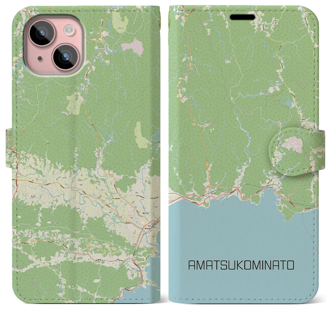 【天津小湊（千葉県）】地図柄iPhoneケース（手帳タイプ）