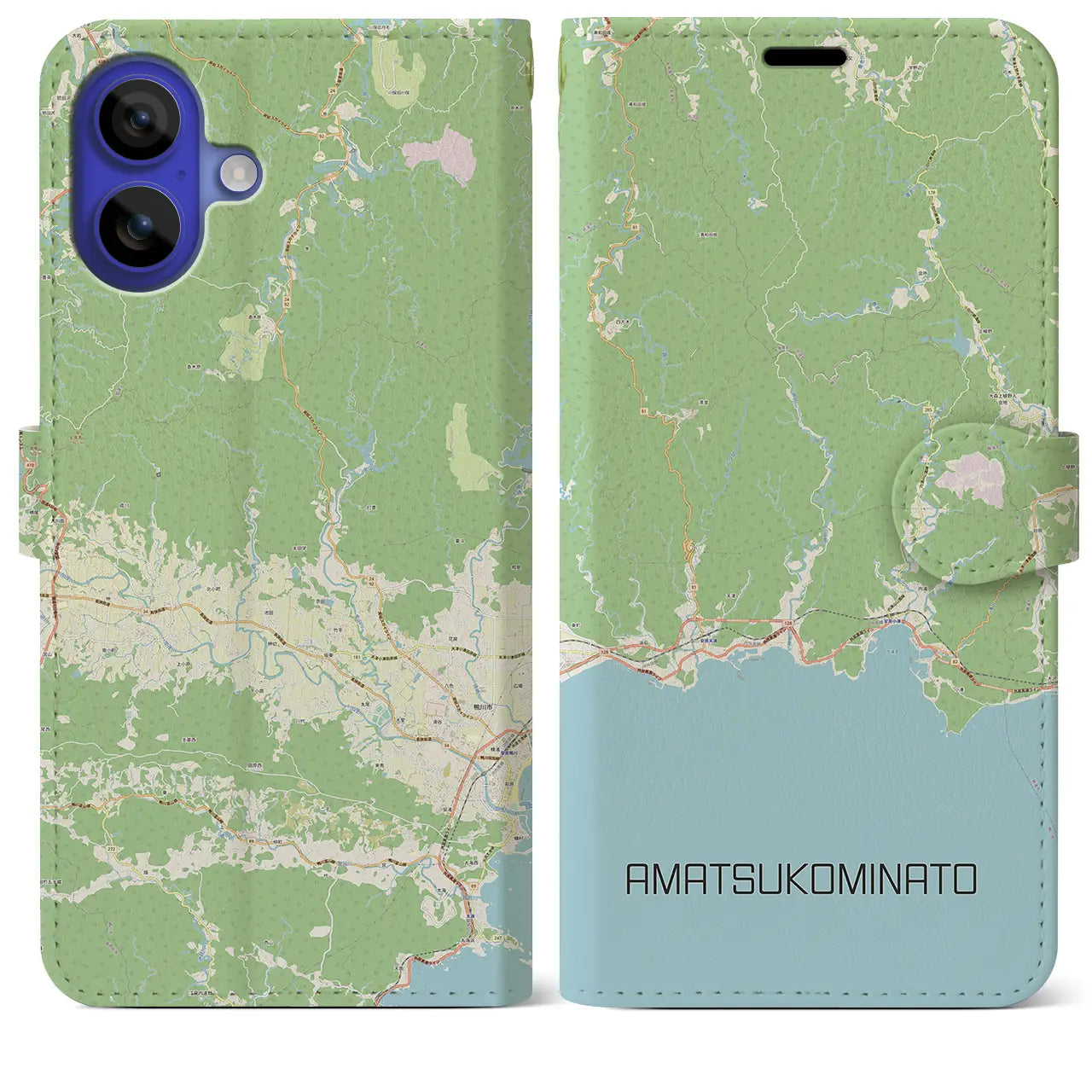 【天津小湊（千葉県）】地図柄iPhoneケース（手帳タイプ）ナチュラル・iPhone 16 Pro Max 用