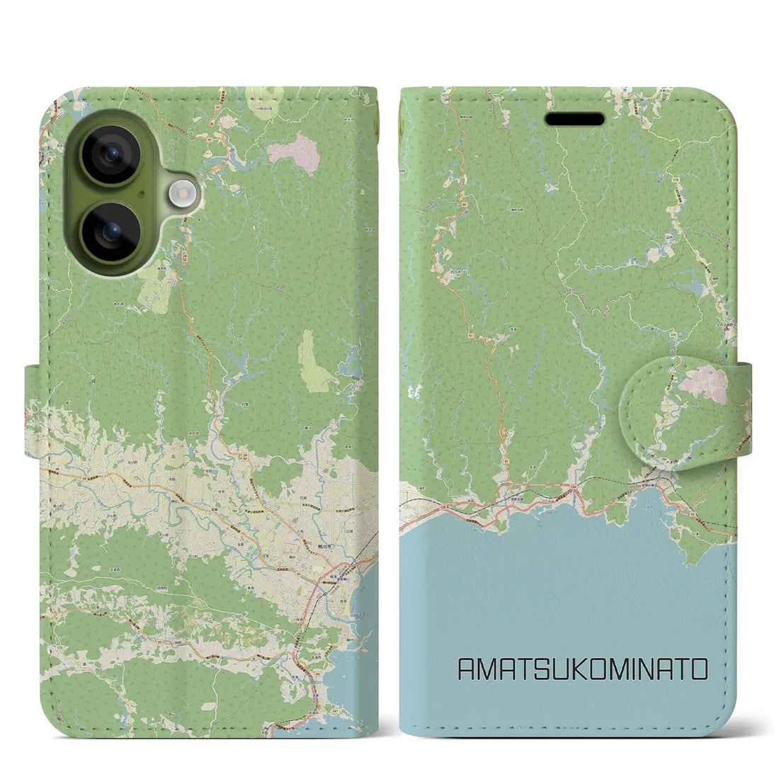 【天津小湊（千葉県）】地図柄iPhoneケース（手帳タイプ）ナチュラル・iPhone 17 Pro Max 用