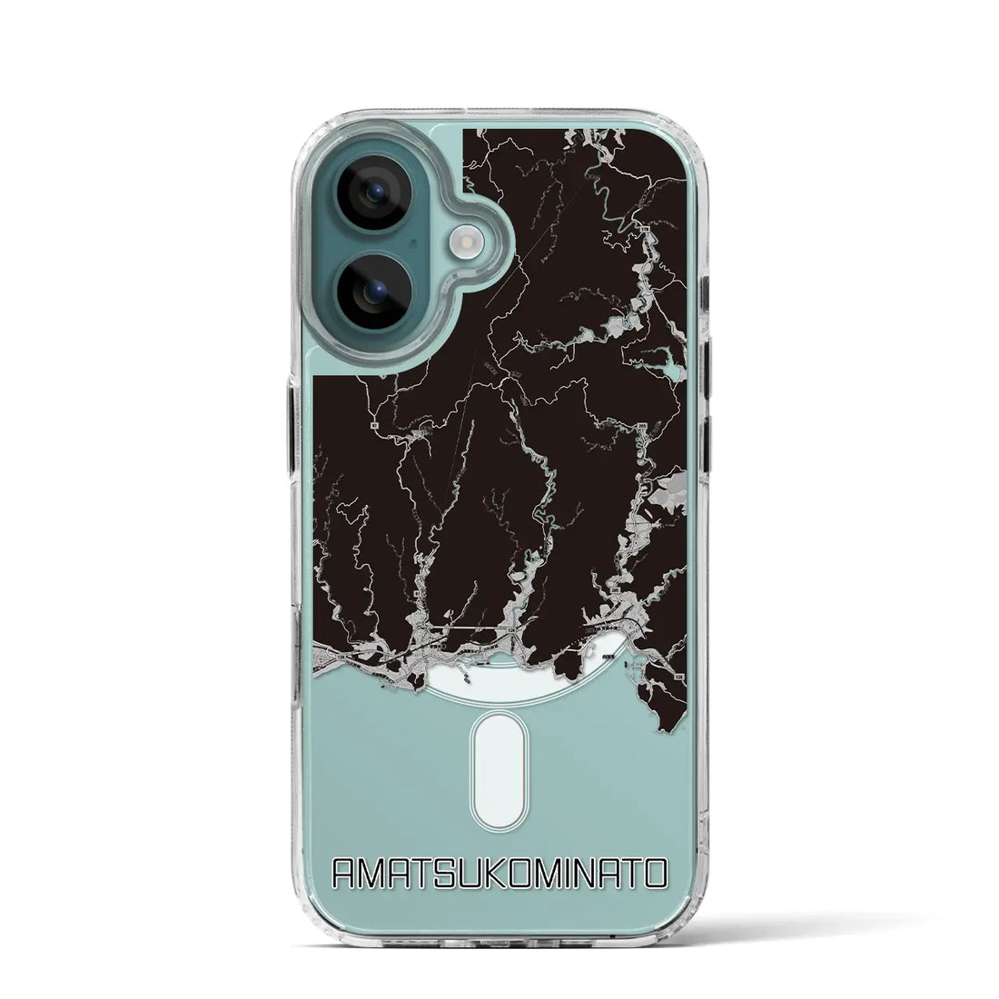 【天津小湊(千葉県)】地図柄iPhoneケース(MagSafeタイプ)モノトーン・iPhone 16 Pro 用