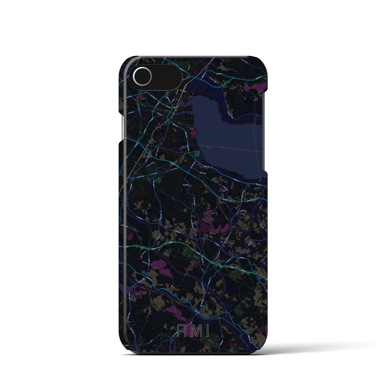 【阿見（茨城県）】地図柄iPhoneケース（バックカバータイプ）