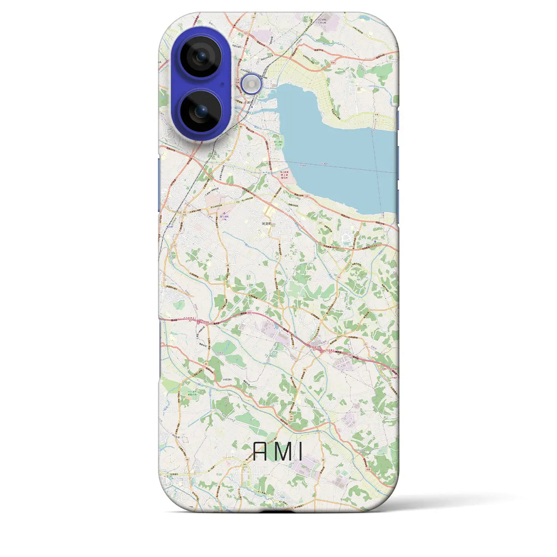 【阿見（茨城県）】地図柄iPhoneケース（バックカバータイプ）ブラック・iPhone 16 Pro Max 用