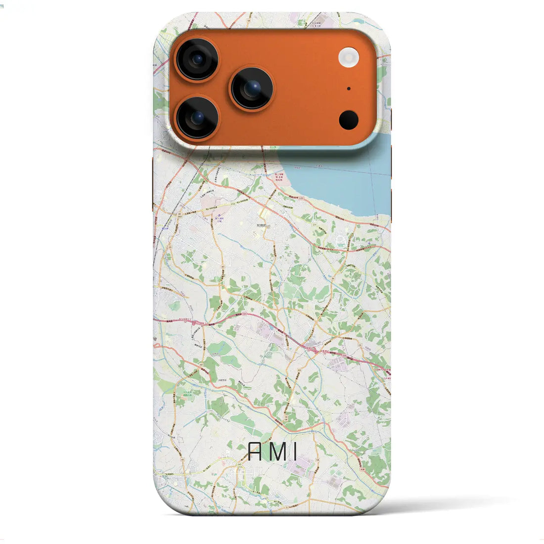 【阿見(茨城県)】地図柄iPhoneケース(バックカバータイプ)ブラック・iPhone 17 Pro Max 用