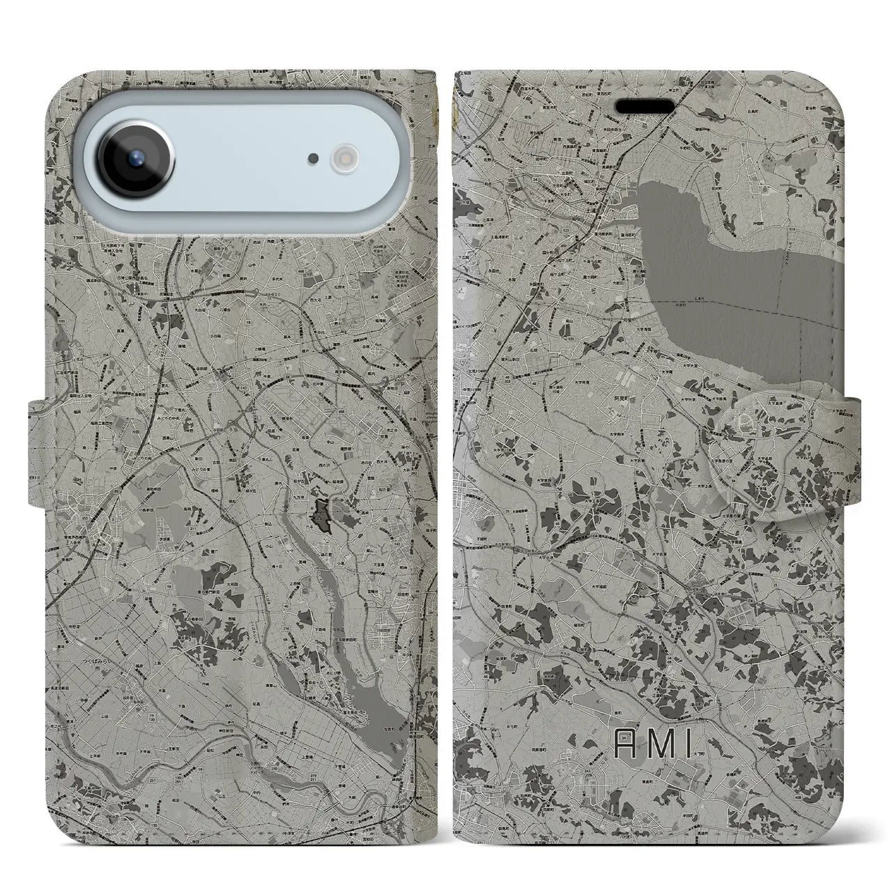 【阿見（茨城県）】地図柄iPhoneケース（手帳タイプ）