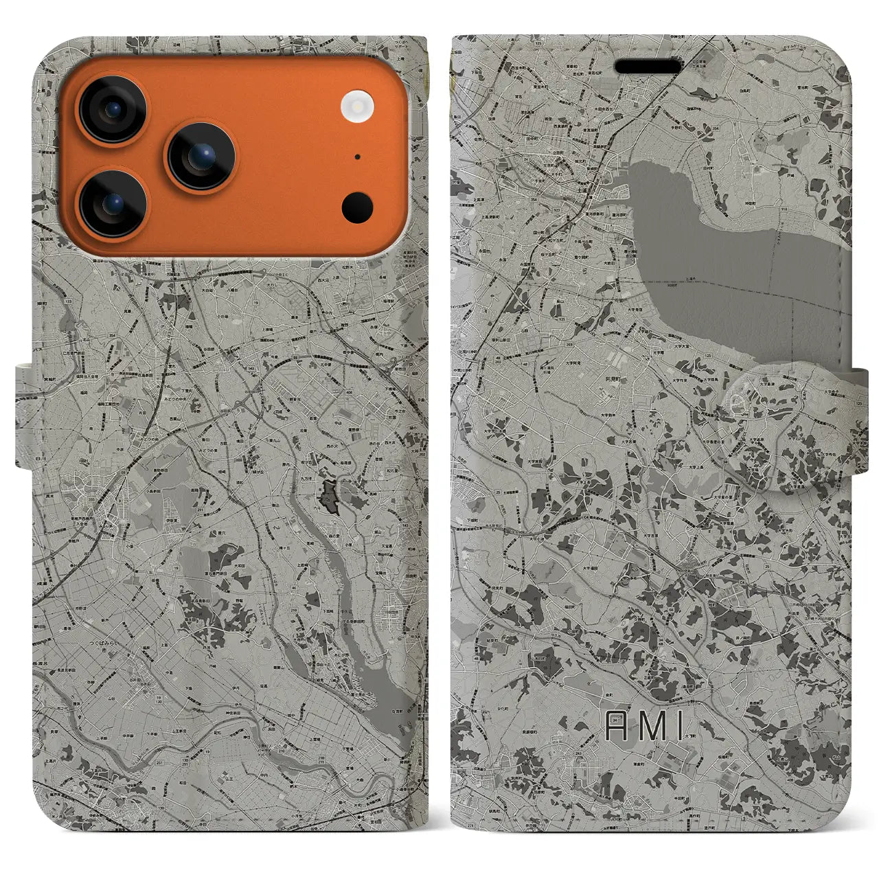 【阿見（茨城県）】地図柄iPhoneケース（手帳タイプ）