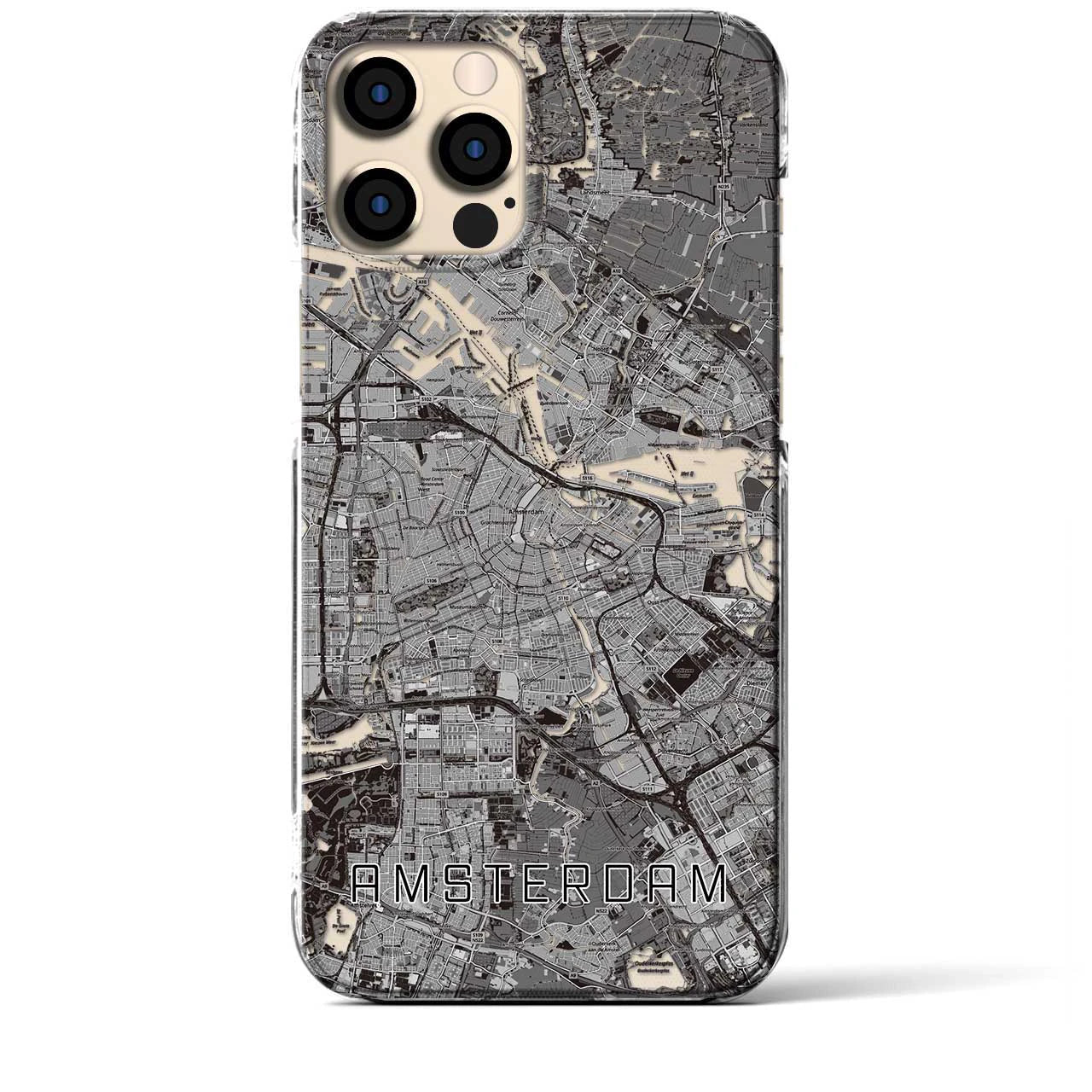 【アムステルダム（オランダ）】地図柄iPhoneケース（クリアタイプ）
