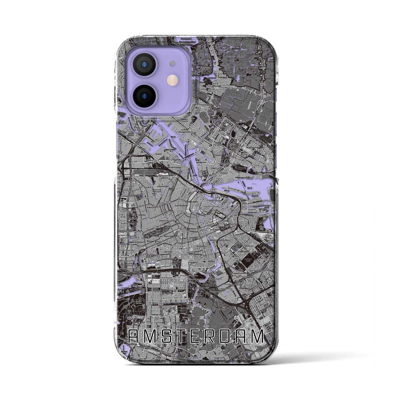 【アムステルダム（オランダ）】地図柄iPhoneケース（クリアタイプ）