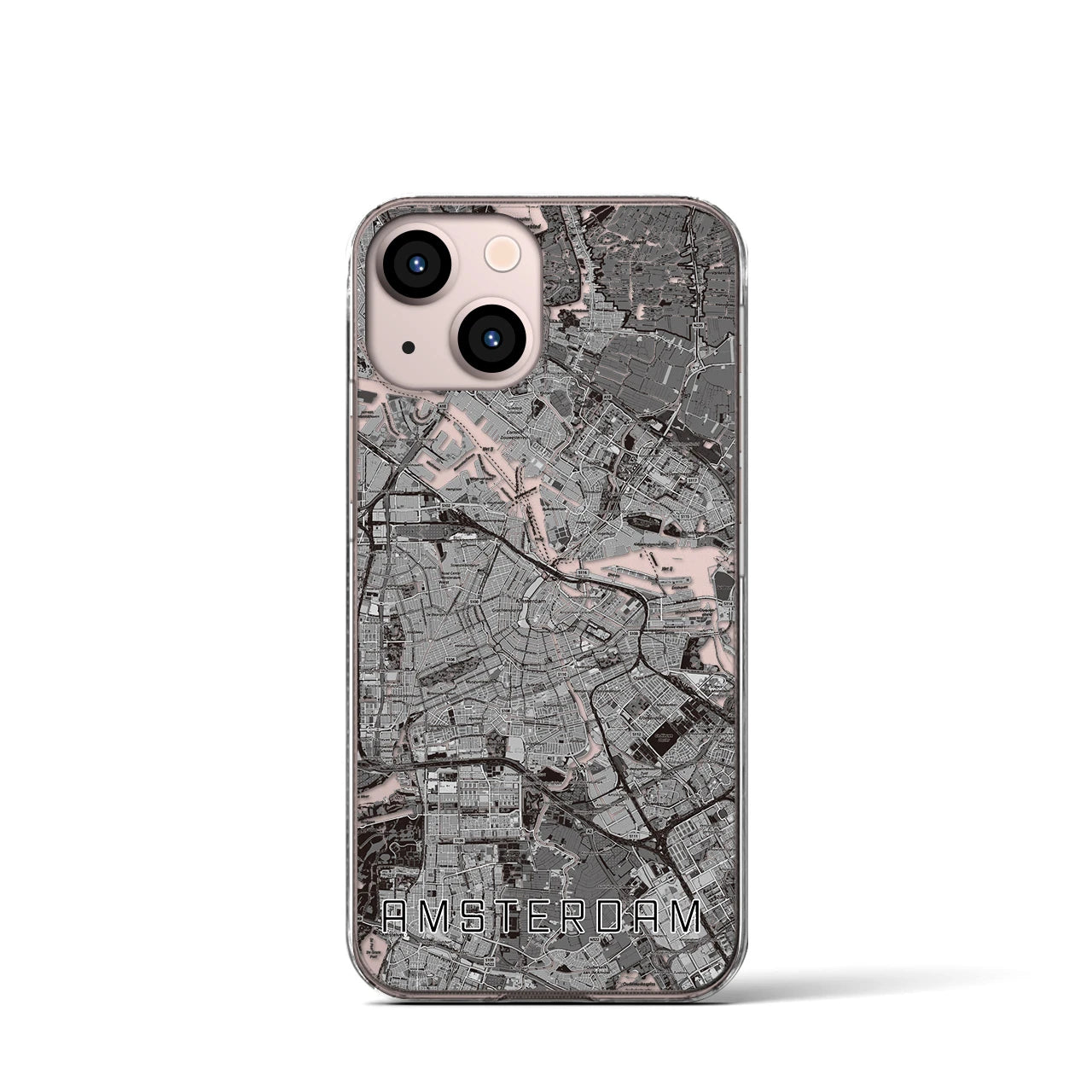 【アムステルダム（オランダ）】地図柄iPhoneケース（クリアタイプ）