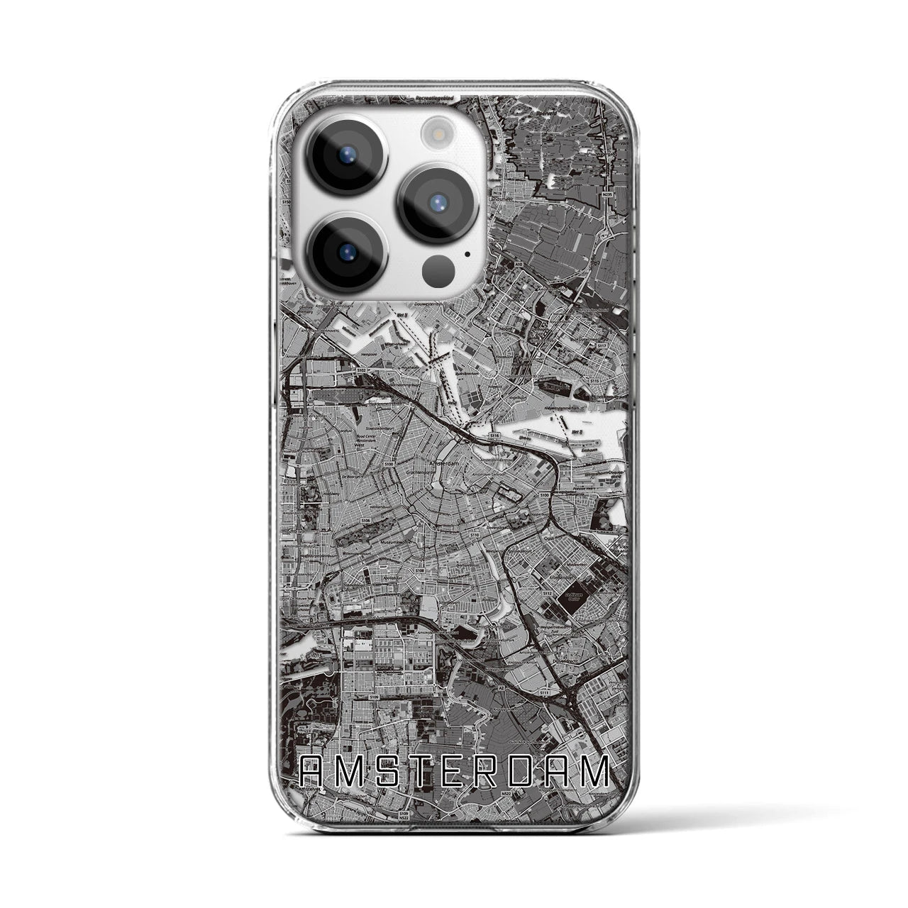 【アムステルダム（オランダ）】地図柄iPhoneケース（クリアタイプ）