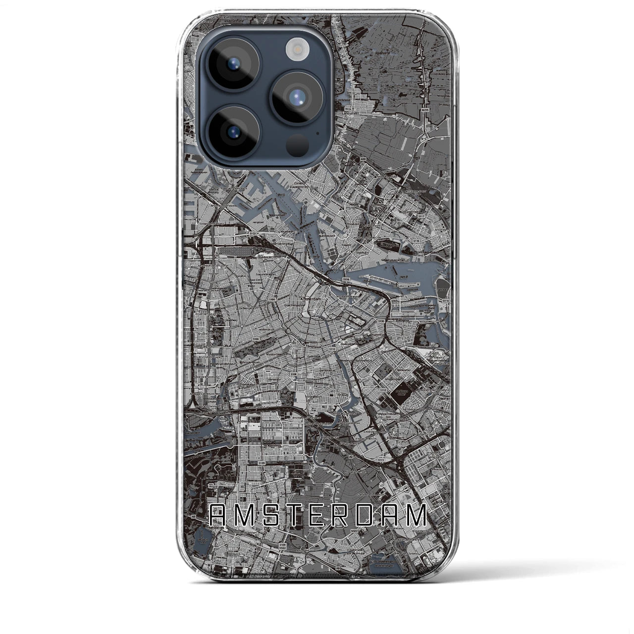 【アムステルダム（オランダ）】地図柄iPhoneケース（クリアタイプ）