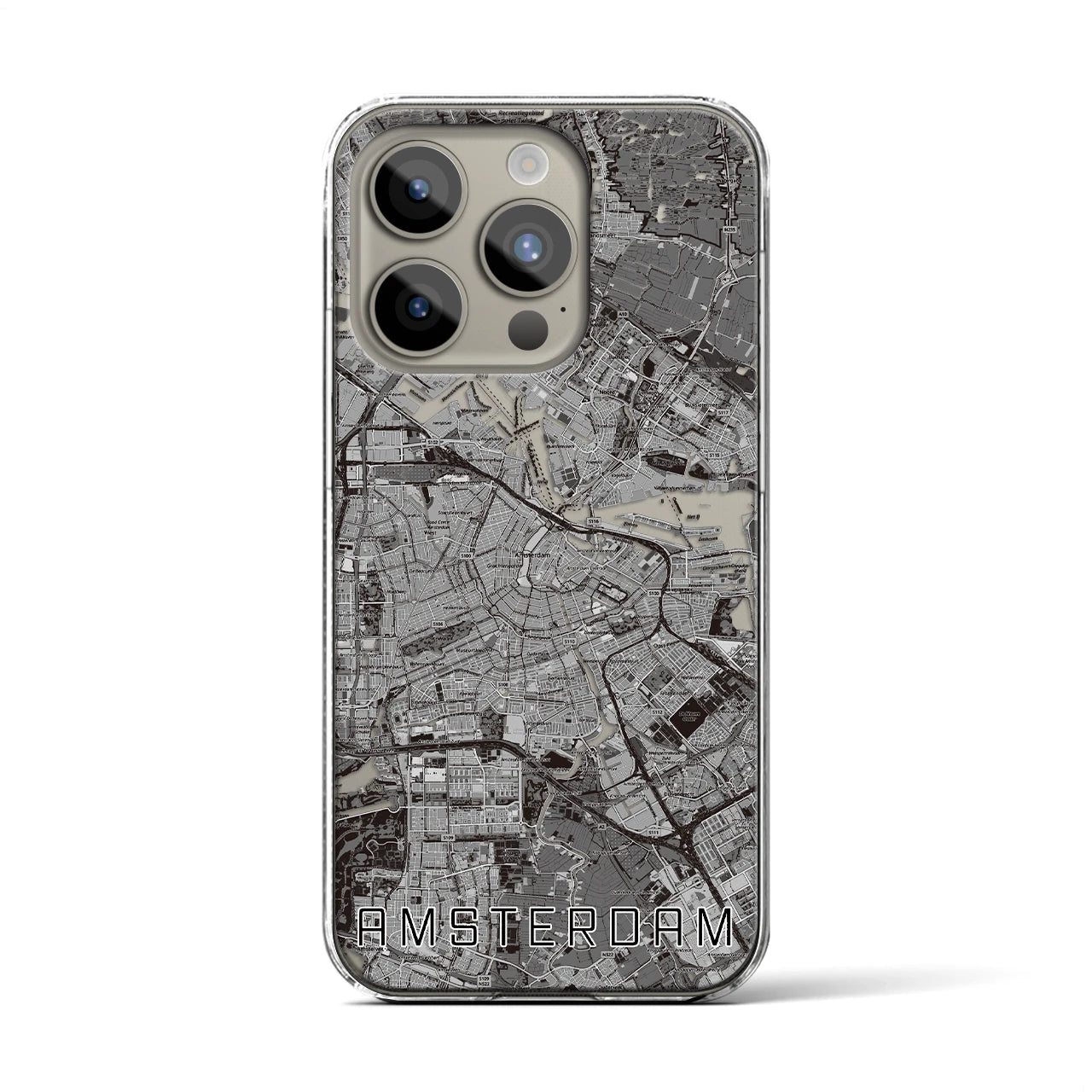 【アムステルダム（オランダ）】地図柄iPhoneケース（クリアタイプ）