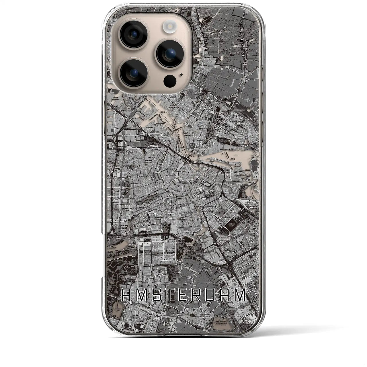 【アムステルダム（オランダ）】地図柄iPhoneケース（クリアタイプ）