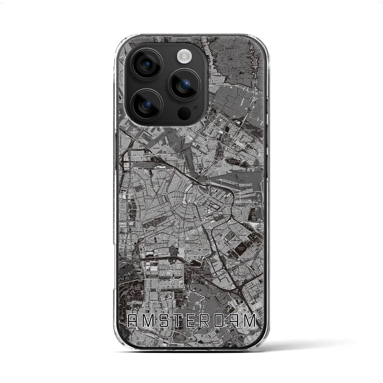 【アムステルダム（オランダ）】地図柄iPhoneケース（クリアタイプ）